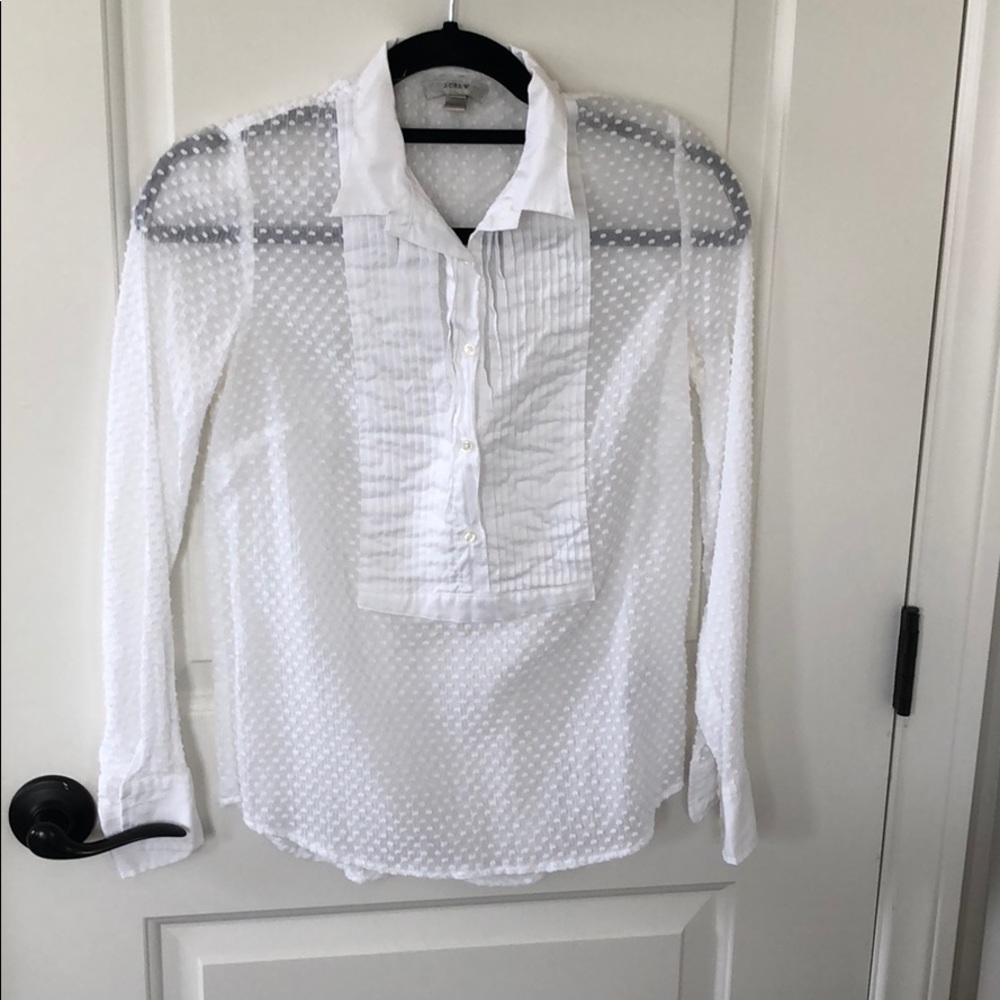J Crew 3/4 Button Down Tuxedo Top